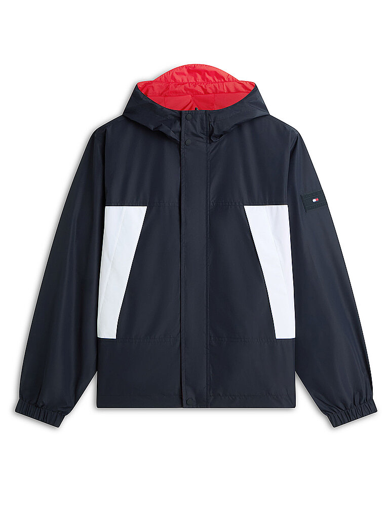 Wendejacke TOMMY HILFIGER "REVERSIBLE COLOR BLOCK", Herren, Gr. XXL, desert sky, Web, Obermaterial: 100% Polyester, unifarben, regular fit normal, Rundhals, eingesetzt elastischer Bund, Jacken, wasserfeste Regenjacke, Regular fit zum Wenden